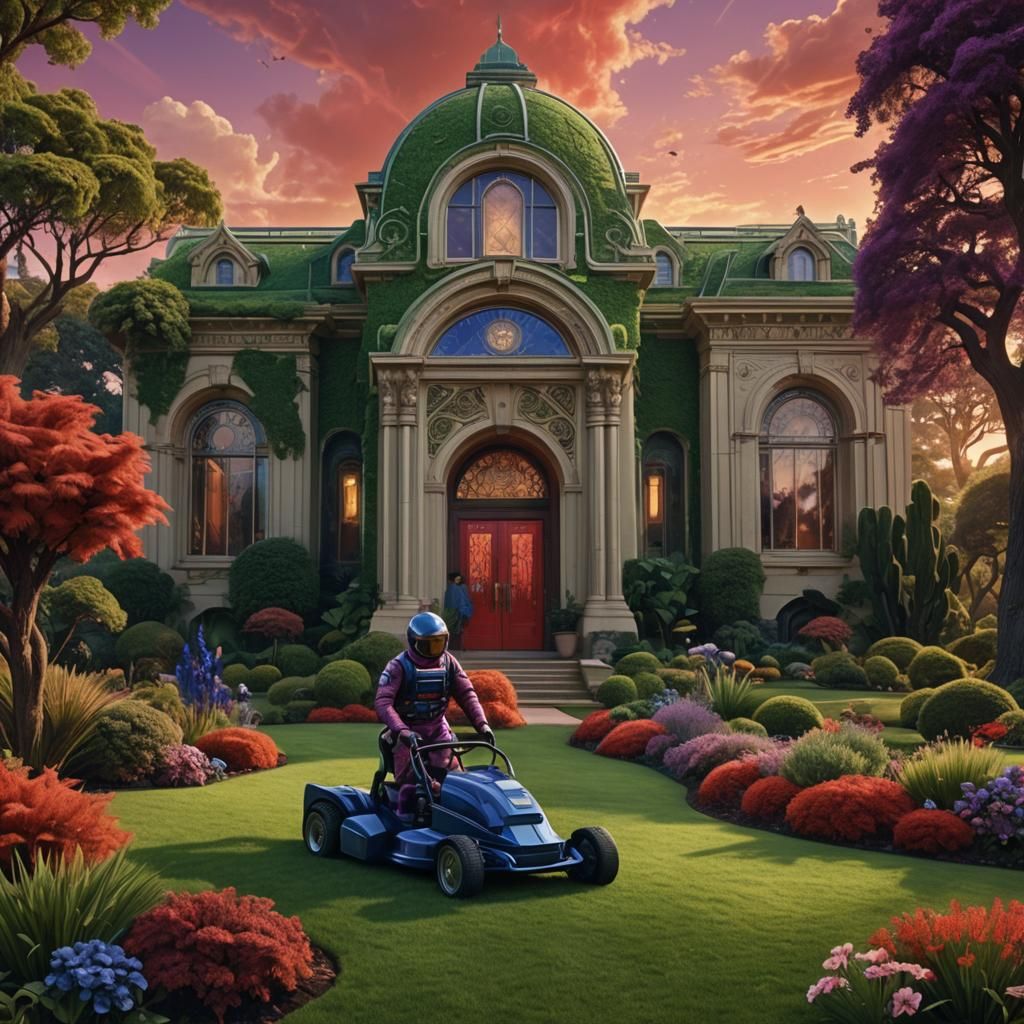 Art Deco Mansion on Alien Planet in Digital Painting