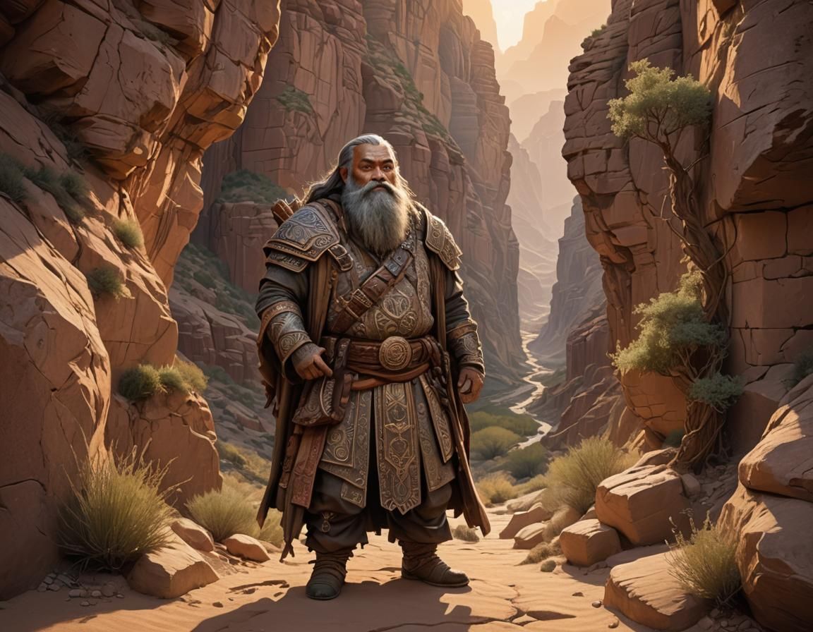 Desert Canyon Dwarf in Film-Inspired Fantasy Art