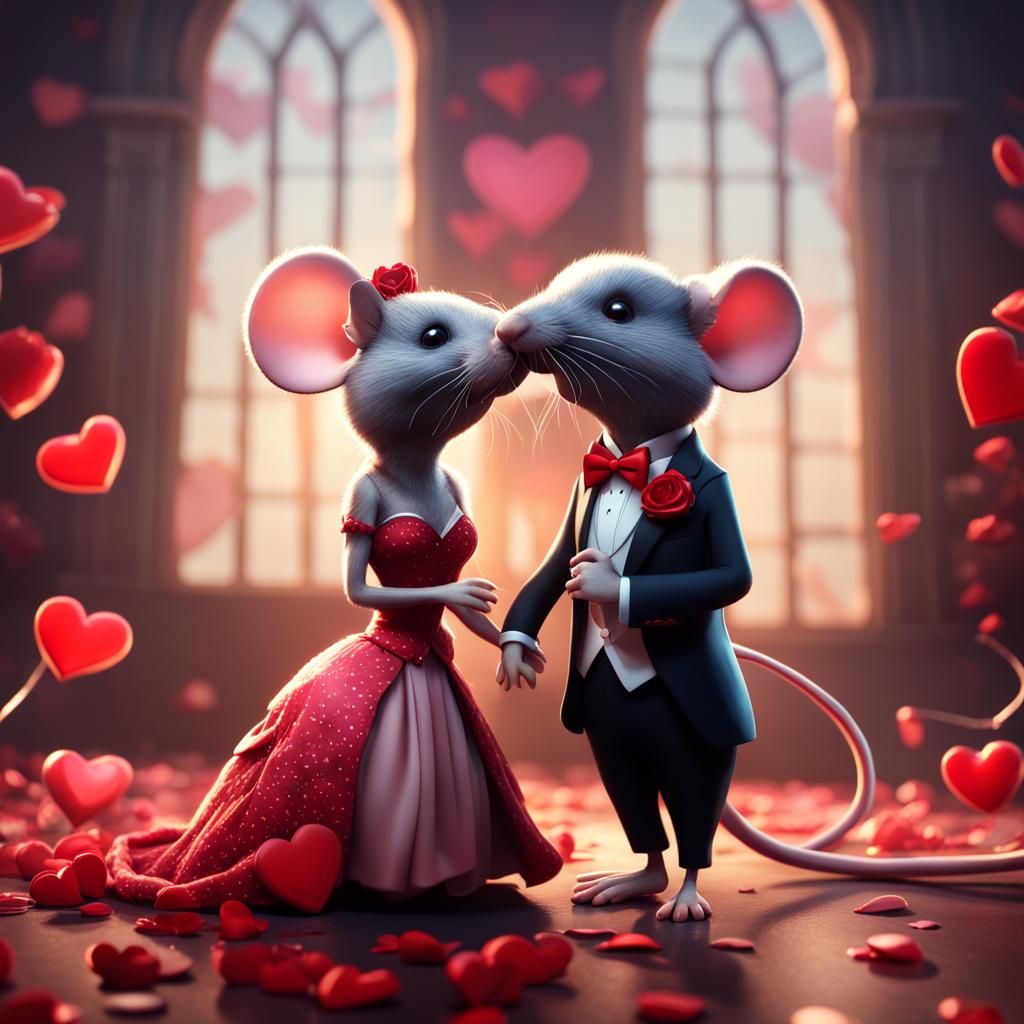 Mice Celebrate Valentine's Day: Digital Matte Painting