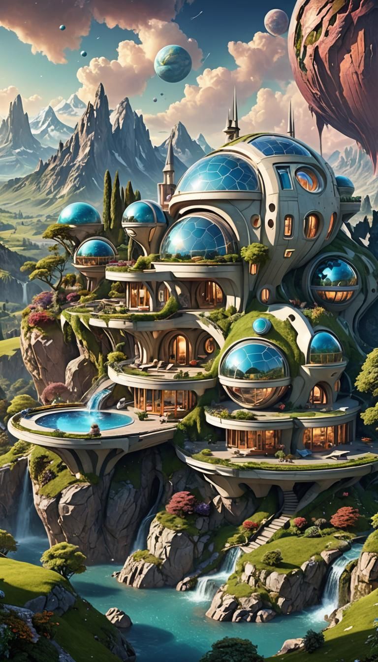 Futuristic Villa on a Magical Alien Planet
