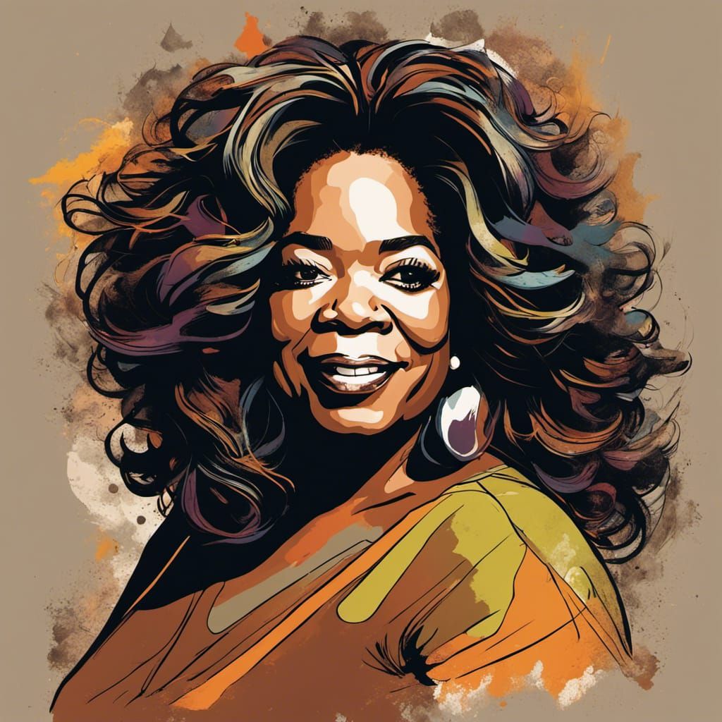Oprah Winfrey Portrait with Bold Shadows and Rich Colors