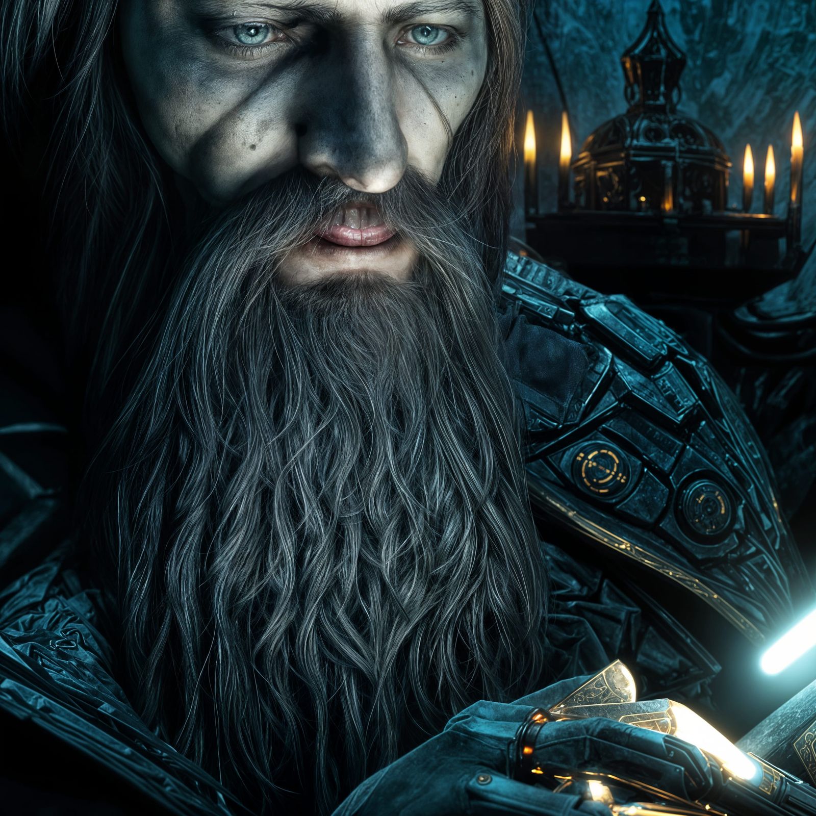 Hyperrealistic Portrait of Rasputin in Sci-Fi Style