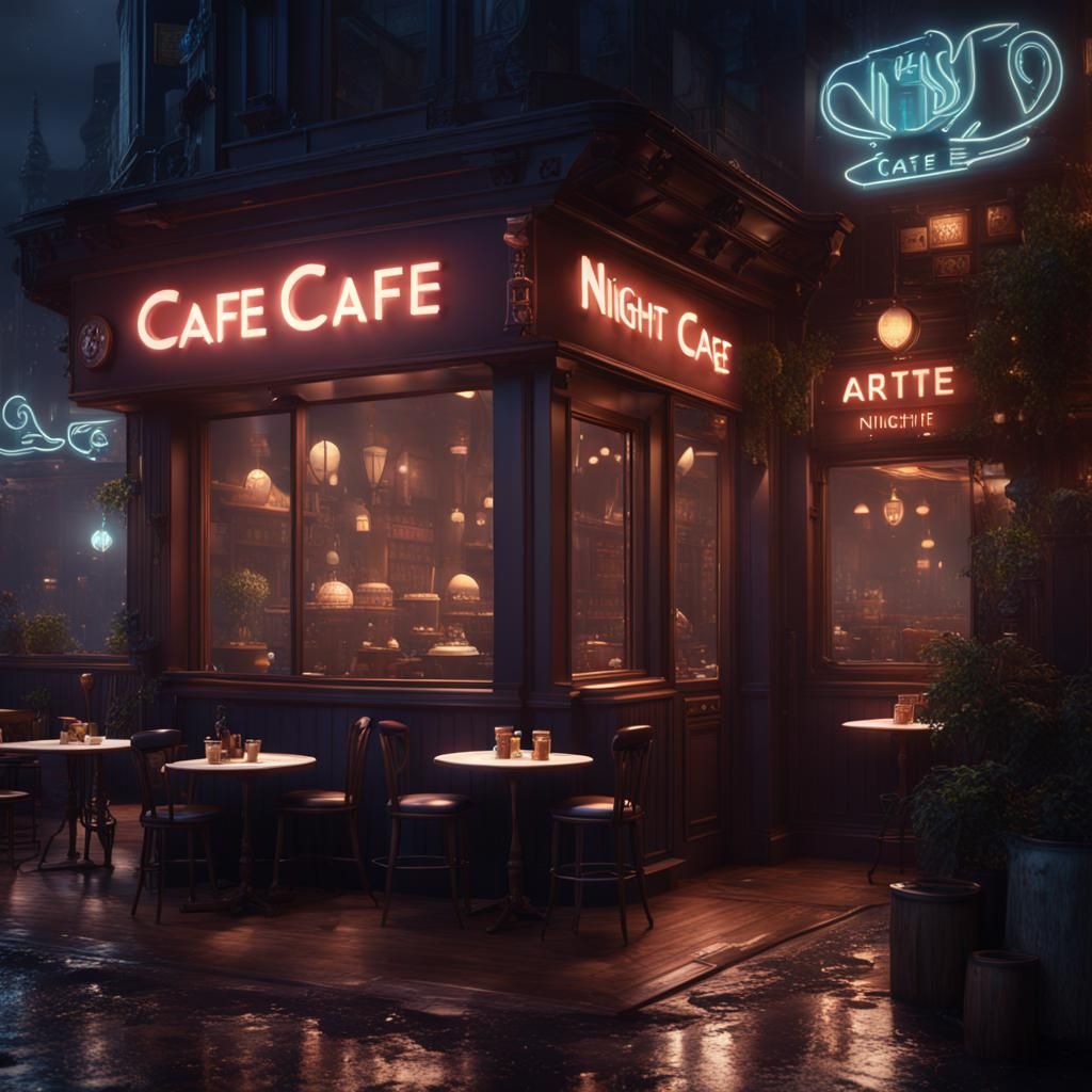 Night Cafe at Night: Detailed Matte Painting