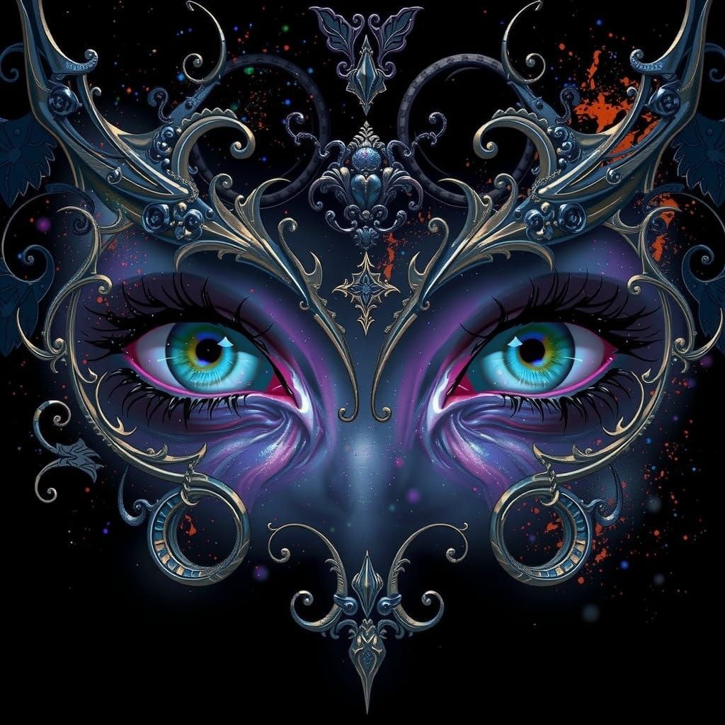 Dreamy Eyes with Iridescent Hues in Surreal Style