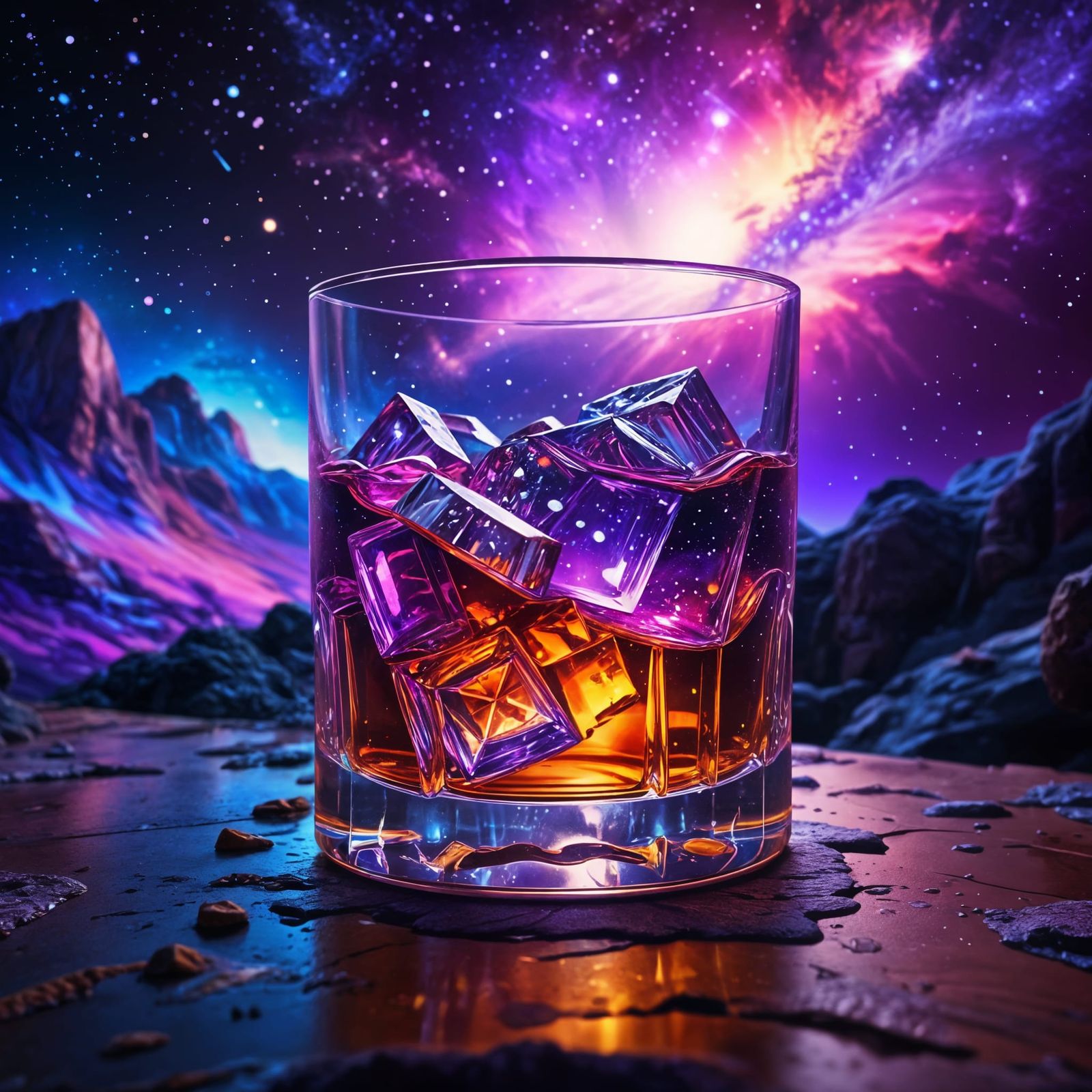 Bourbon at the Edge of the Universe in Cosmic Purple