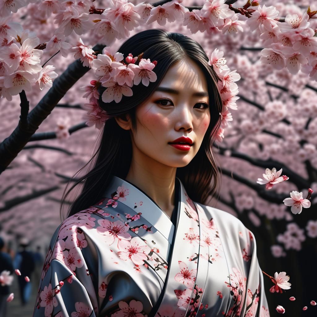 Cherry Blossom Woman in Full Bloom