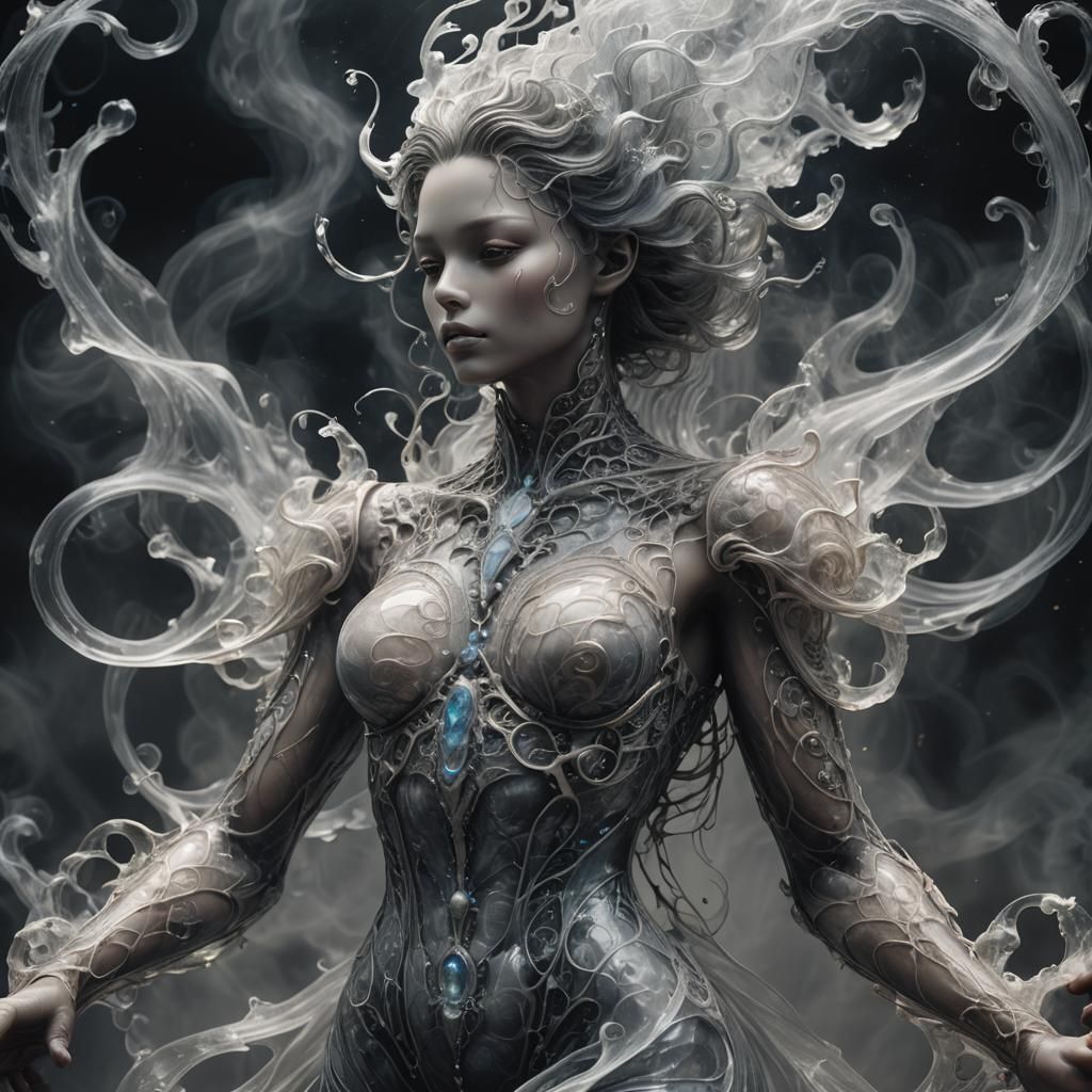 Glass Elemental with Crystalline Features in Semi-Realism