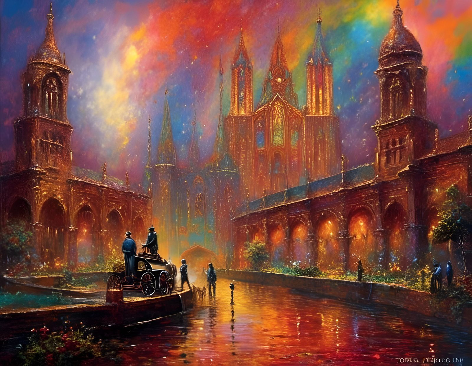 Maroon Symbiote Melts Rainbow Cathedral: Impasto Oil Paintin...