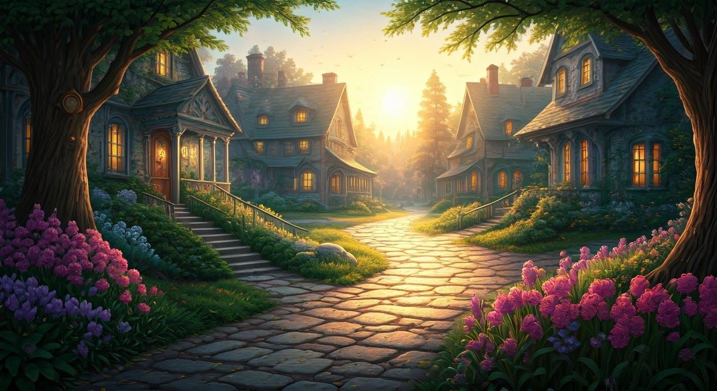 Ethereal Golden Hour Fantasy Landscape