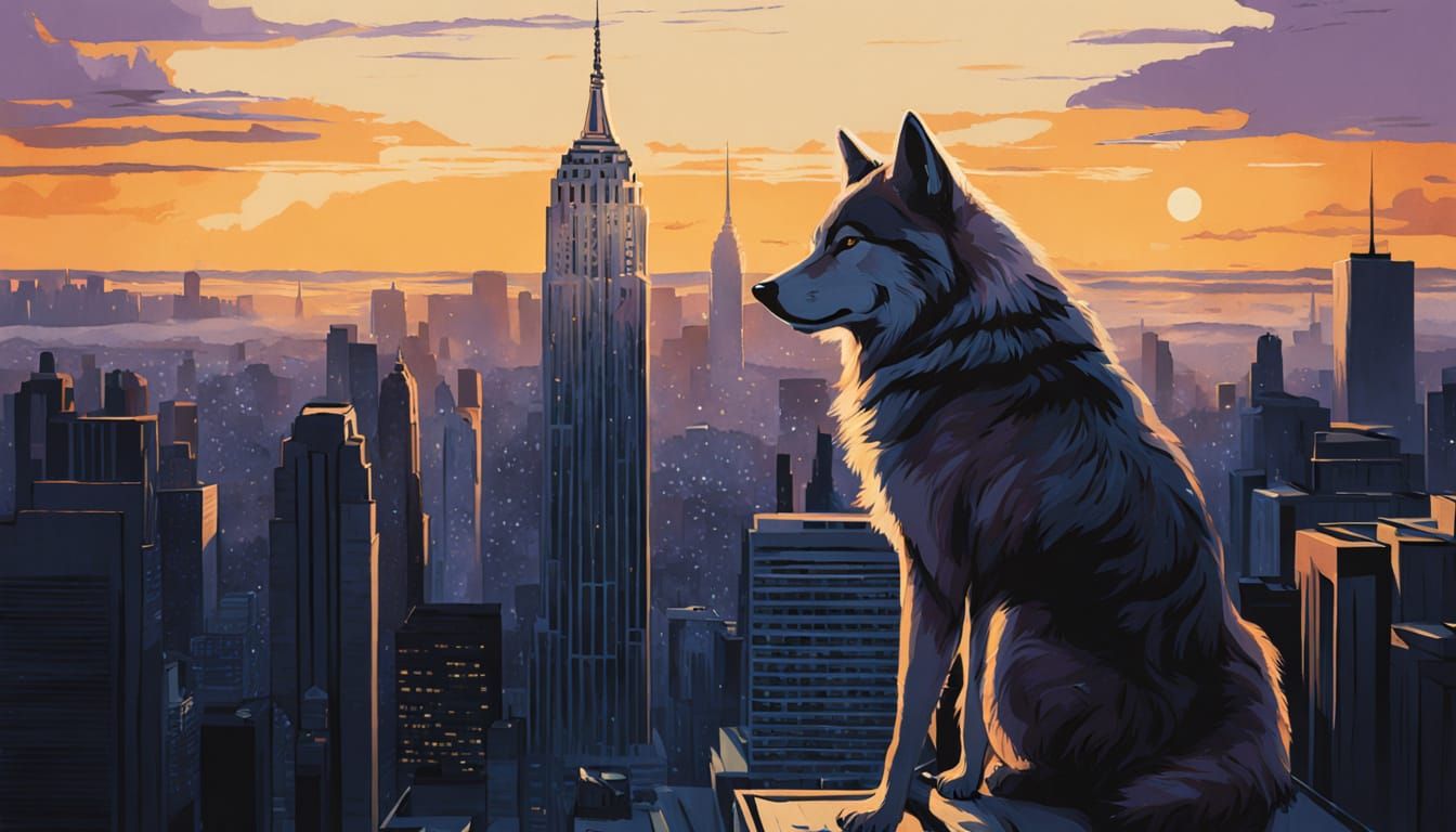 Wolf Guardian Over New York City
