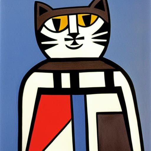Futuristic Feline in Cubist Style