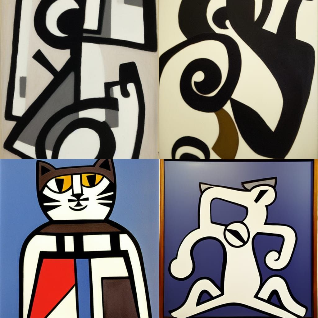 Cubist Cat in Fernand Léger Style