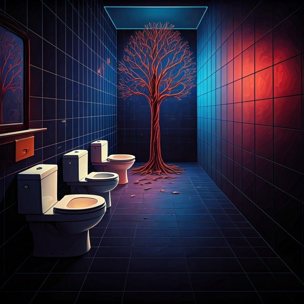 Man's Toilet Paper Nightmare: A Surreal Scene