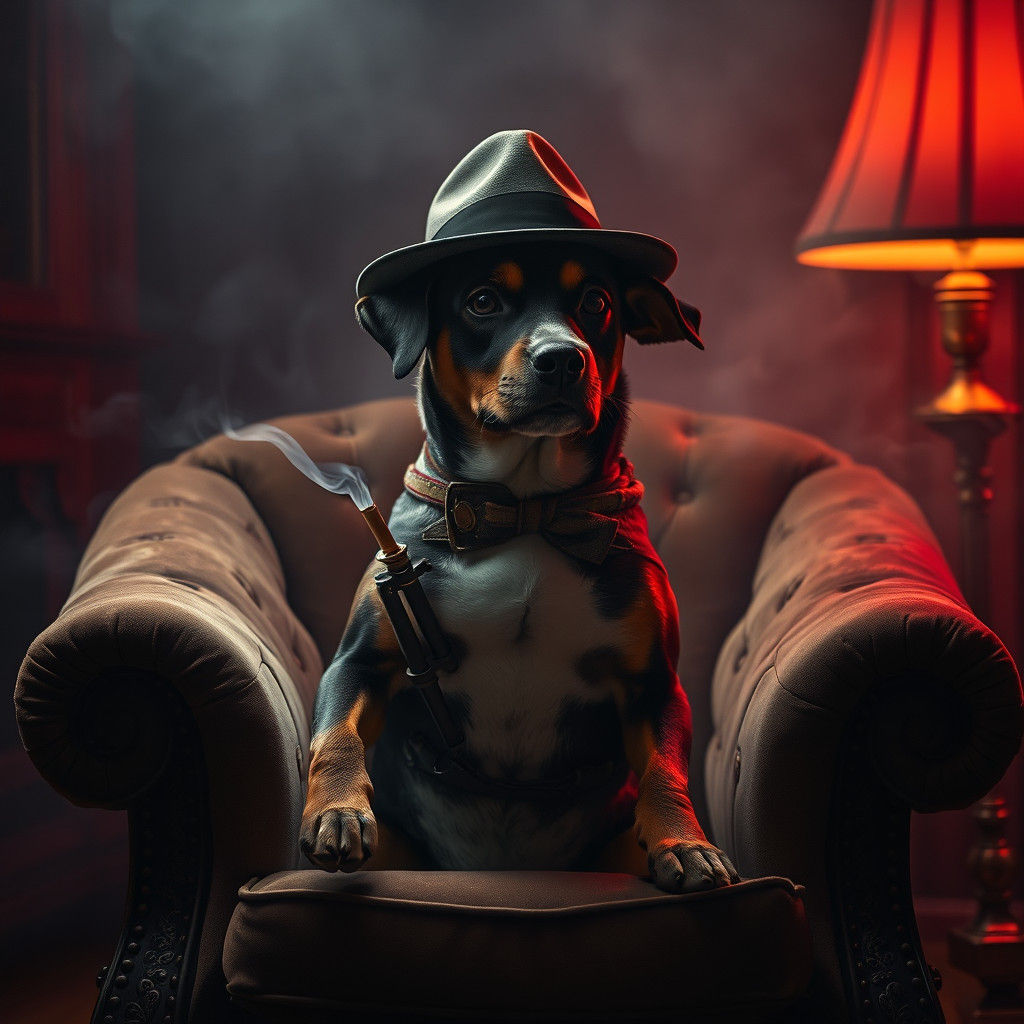 Dog in Fedora with Cigarette Holder, Film Noir