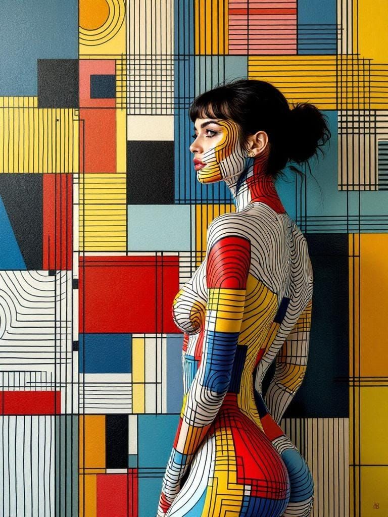 Geometric Lenticular Fusion: Woman in Profile