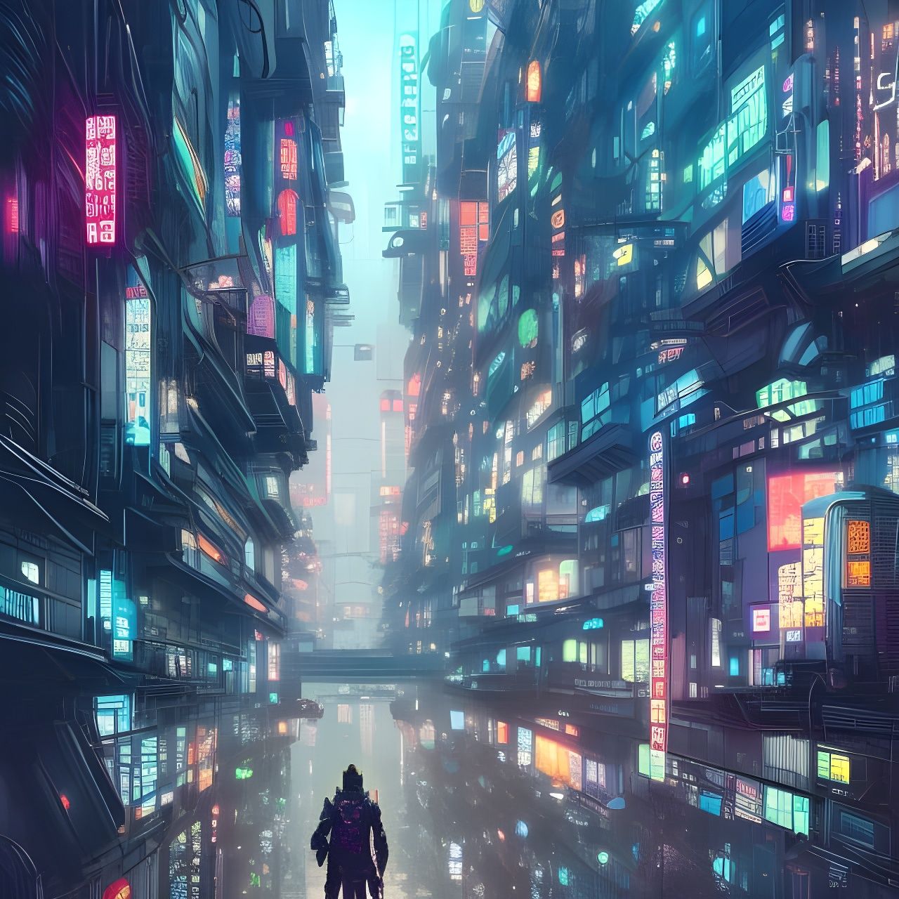 Cyberpunk City Japanese Art Photoillustration