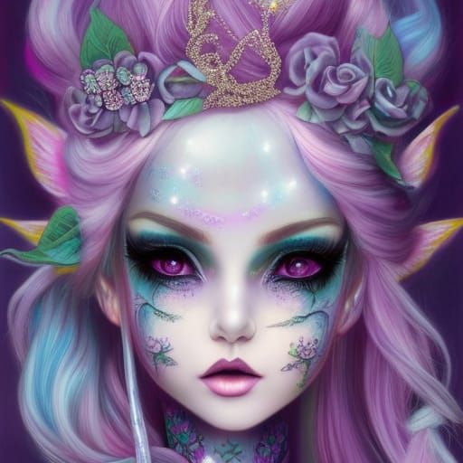 Pastel Goth Elf Fine Art Painting