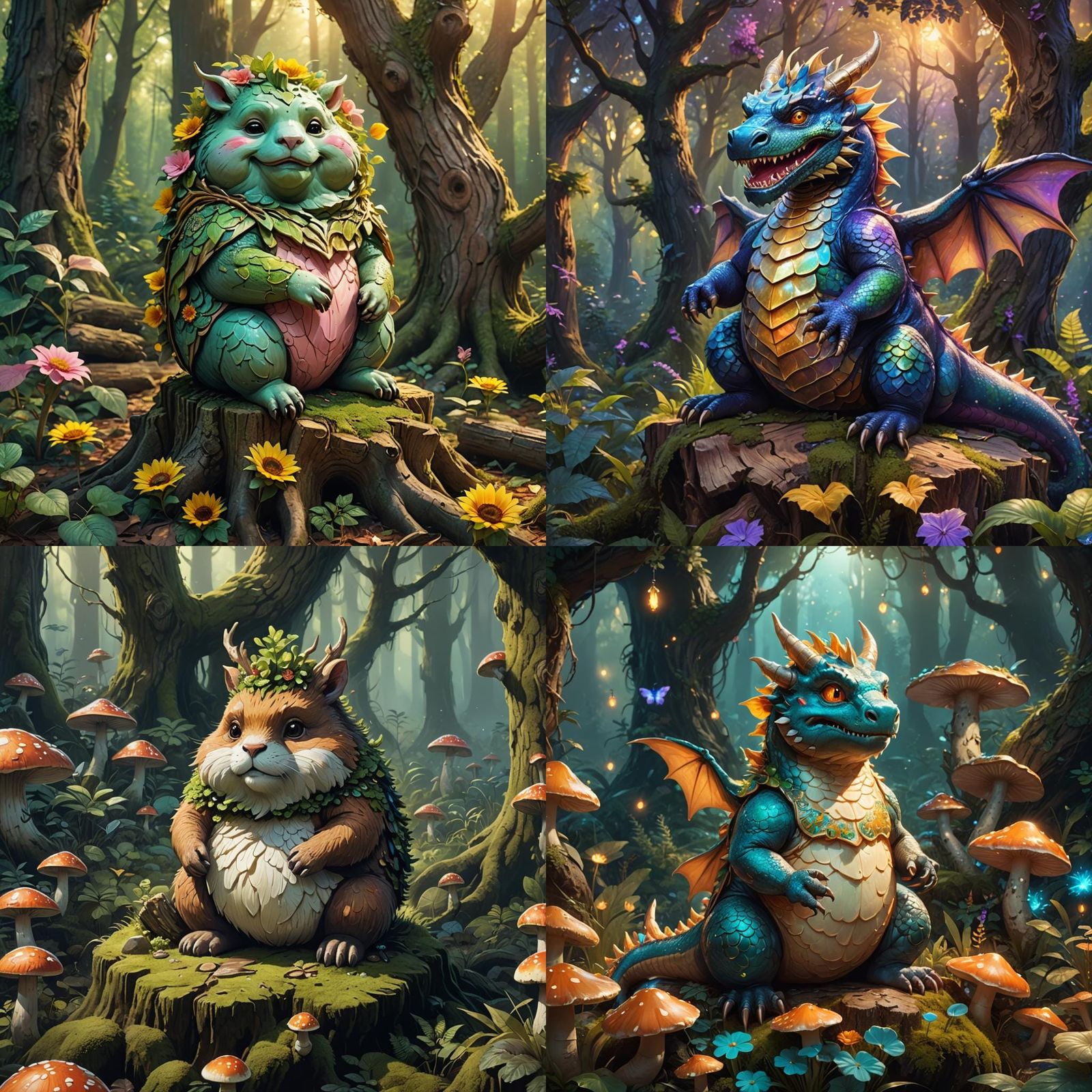 Cute Chubby Mythical Creature in Detailed Matte Painting