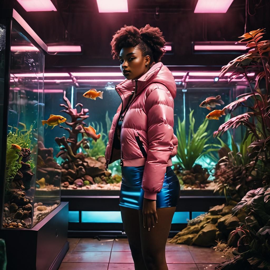 Black Girl in Puffer Jacket: Cinematic Film Still