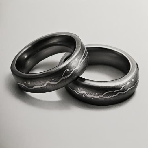 Detailed Charcoal Drawing of Wedding Rings
