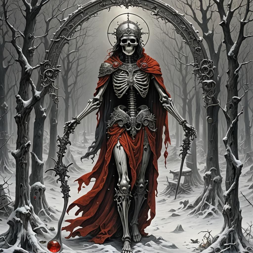 The Justice Tarot Card in Dark Fantasy Style