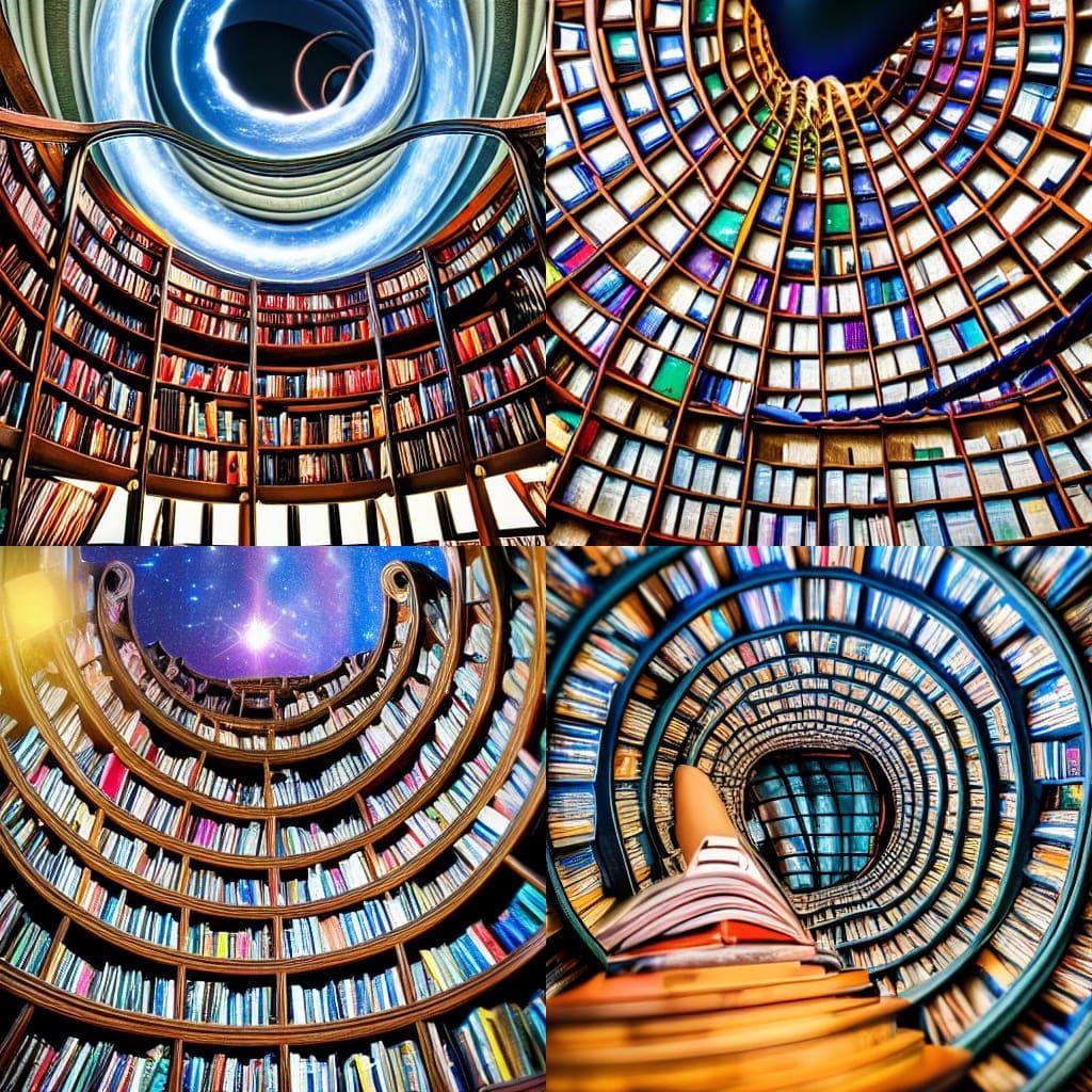 Infinite Celestial Library Spiraling Towards Magic