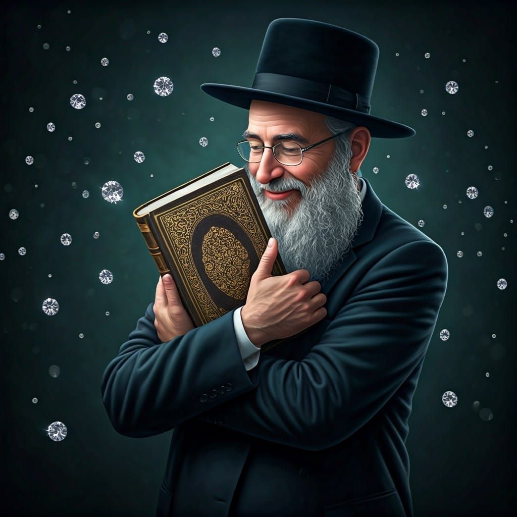 Ultra-Orthodox Hasidic Jew Embracing Ancient Talmud Book in ...