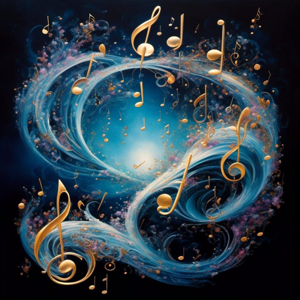 Cascading Musical Notes in Complex Colors