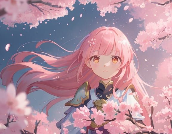 Ethereal Dragon Maiden Amidst Cherry Blossoms