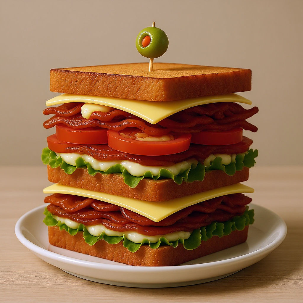 Hyperdetailed Photorealistic B.L.T. Sandwich Construction