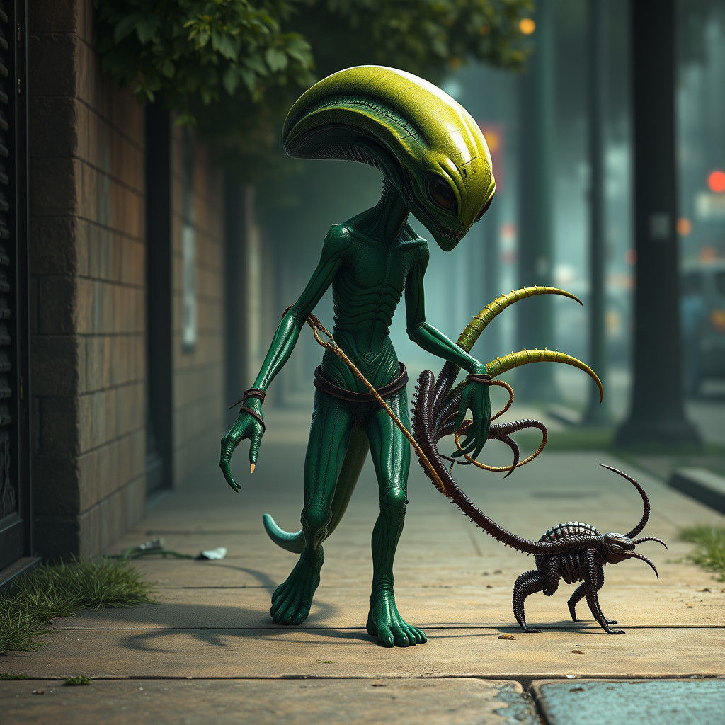 Alien Walks Trilobite Pet, Detailed Matte Painting