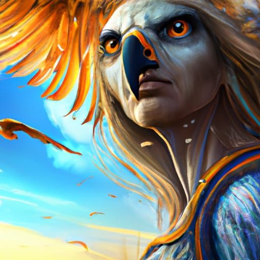 Harpy: Mythological Bird Woman in Art Nouveau Style