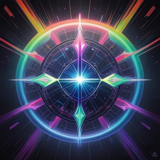 Mystical Tech Spell with Chromatic Lasers in Art Deco Style