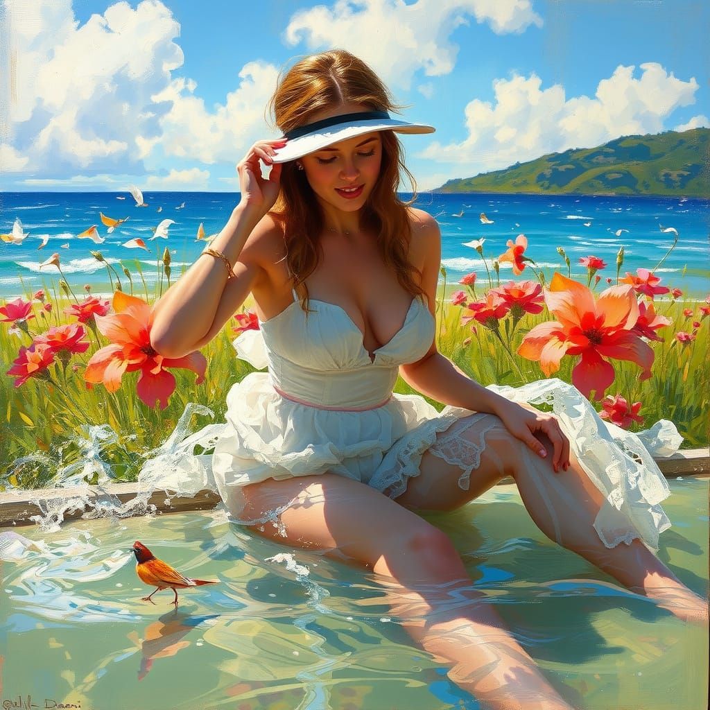 Summer Beauty Portrait in Romantic Style