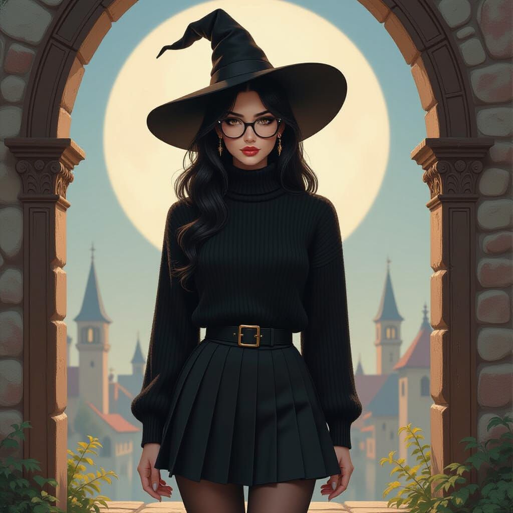 Fantasy Witch in Frazetta-Inspired Oil Painting