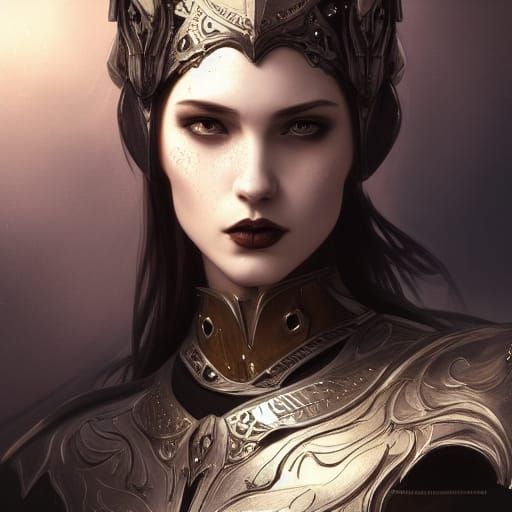 Gothic Warrior Queen Portrait in Hyperdetailed Style