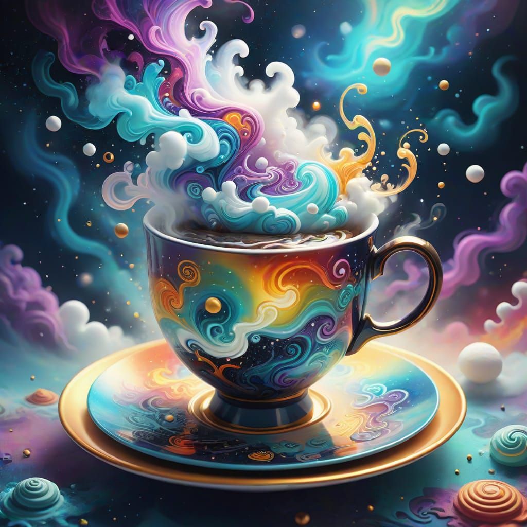 Ethereal Cosmic Coffee: A Surrealist Masterpiece