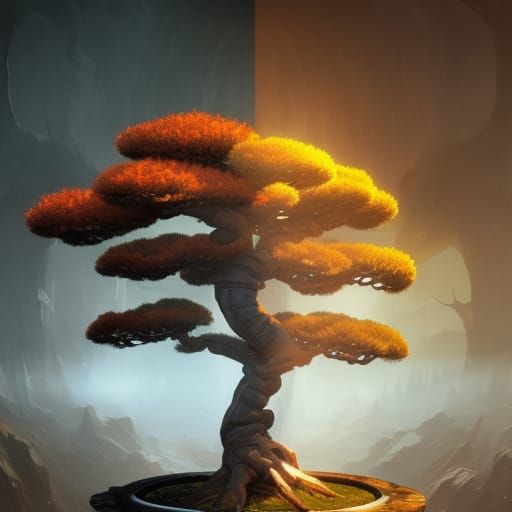 Yin Yang Bonsai: Dark Fantasy Concept Art