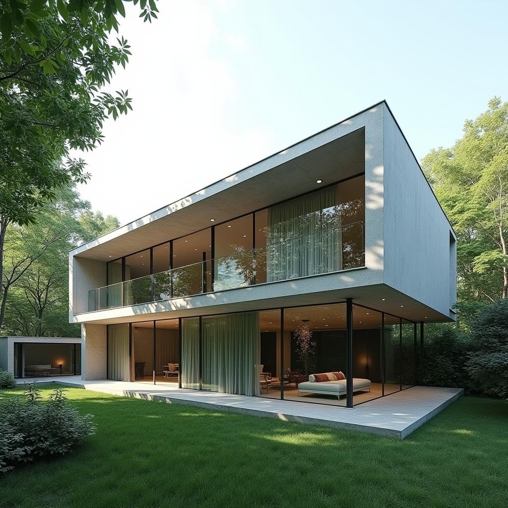 Sleek Modern House in Lush Landscape