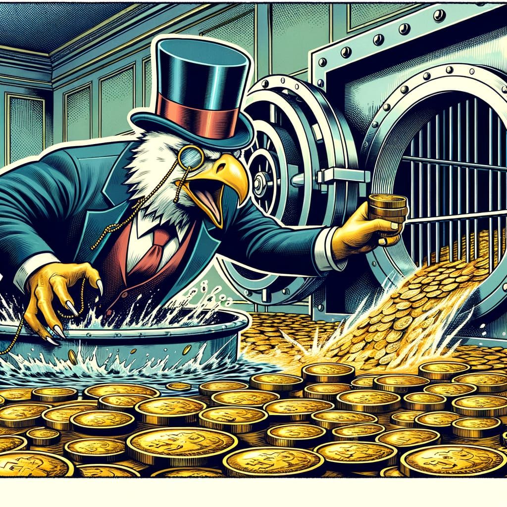 Classic Comic Strip of a eagle loosing his mind over his coi...