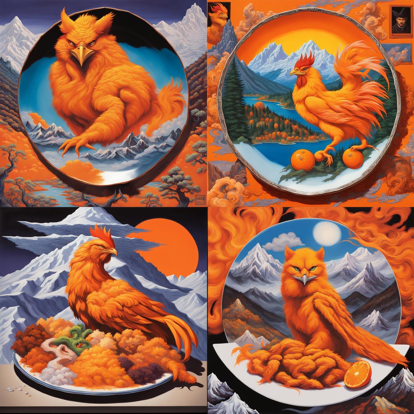 Pop Art Montage with Mythical Creatures and Modern Icons