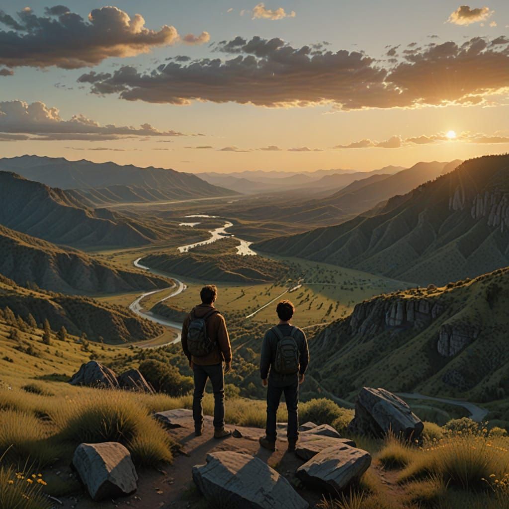 Epic Mountain Valley Panorama at Sunset