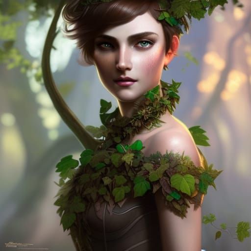 Mushroom Fairy Portrait in Hyperdetailed Splash Art Style