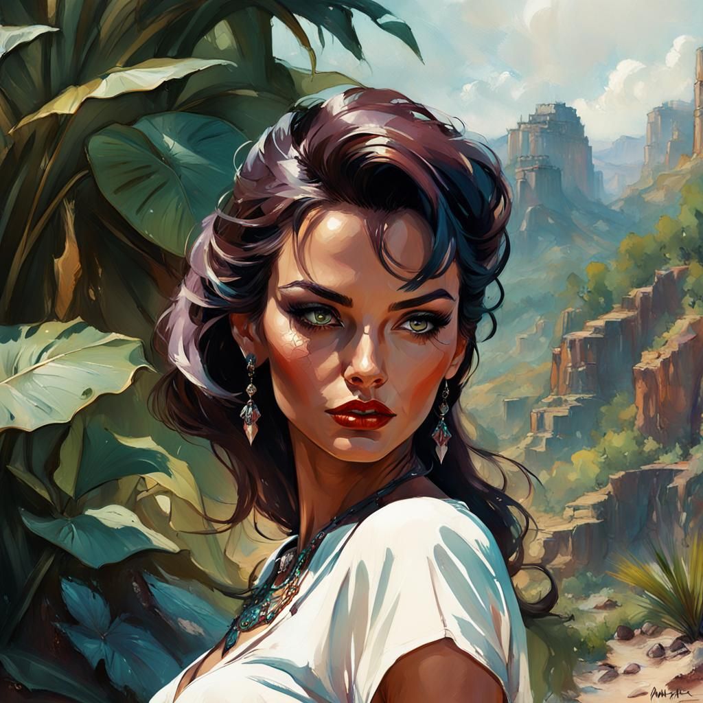Glamorous Woman Portrait in Detailed Fantasy Art