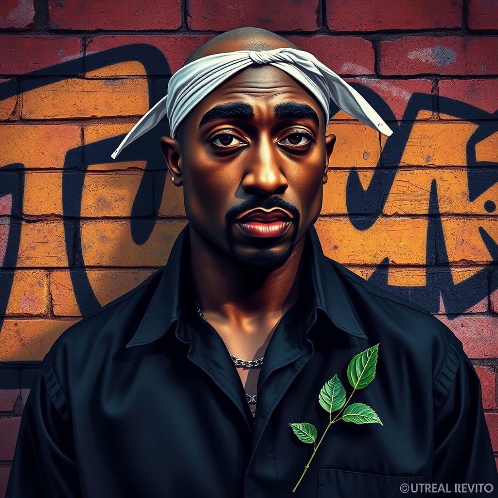 Tupac Shakur Portrait in Alcohol Ink Style