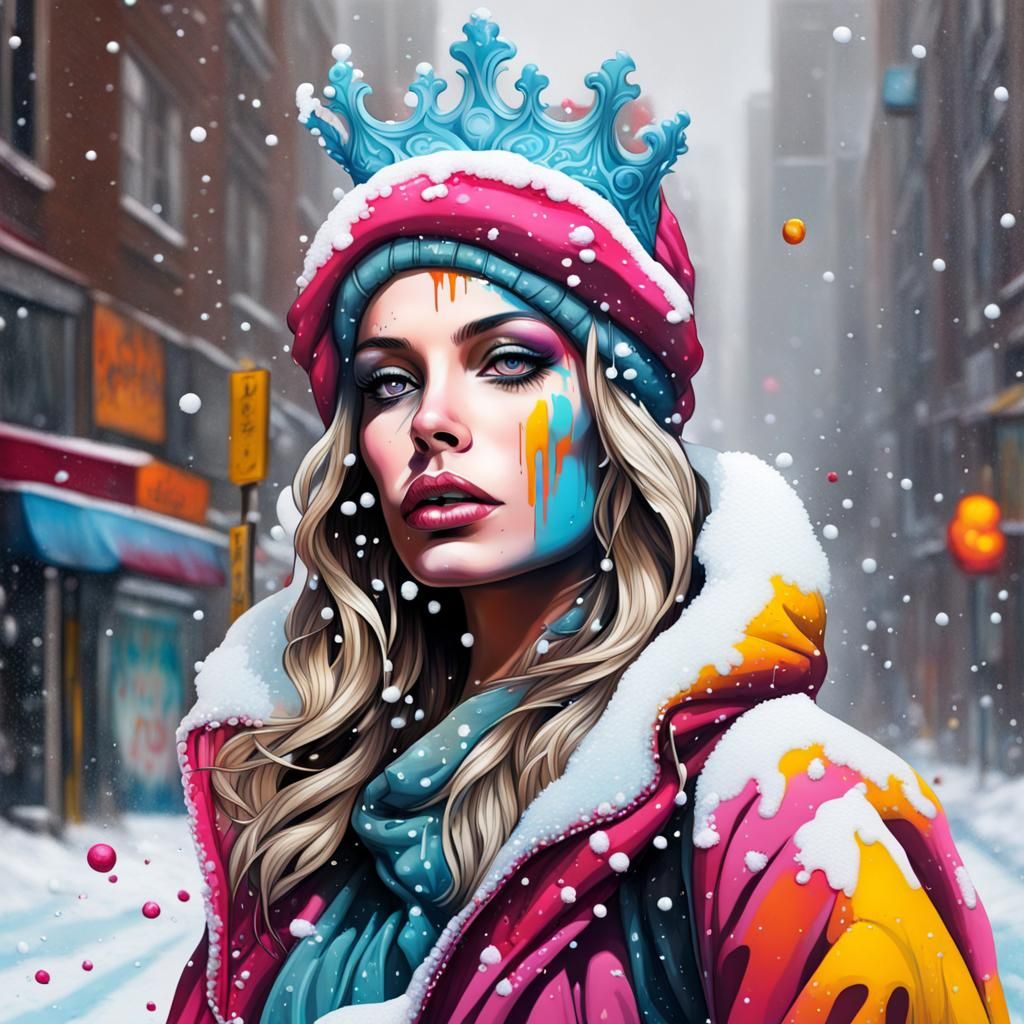 Snow Queen in Graffiti Street Art Style