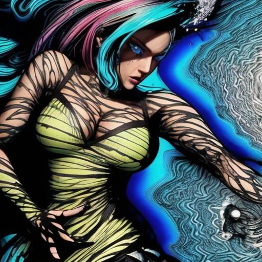 Woman with Blue Eyes and Topographic Contours