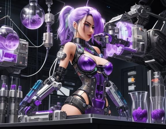 Cyberpunk Mad Scientist with Robotic Arm