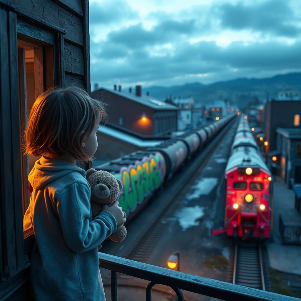 Graffiti Train Wows Girl in Polychromatic Street Art