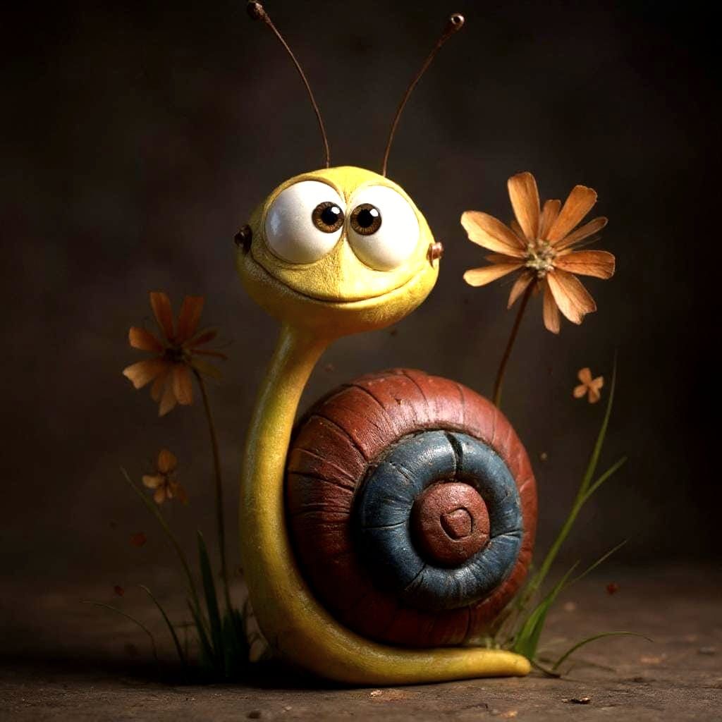 Realistic CGI Snail Drawing Conversion